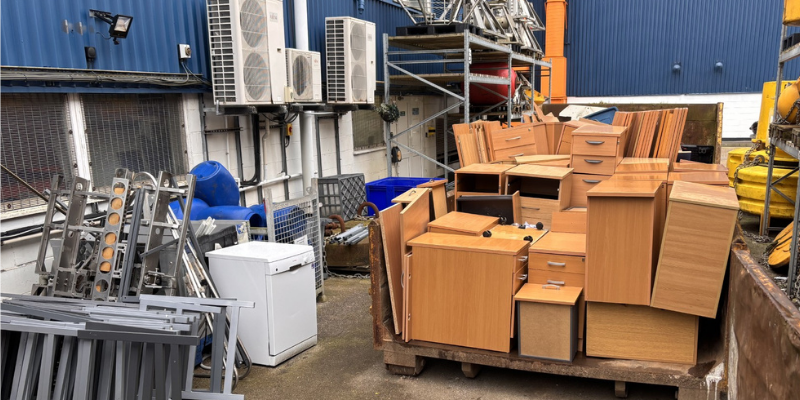 Old dismantled office furniture